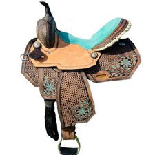 Barrel Racing Leather Western Horse Saddle Racer Trail Tooled Carved Equestrian