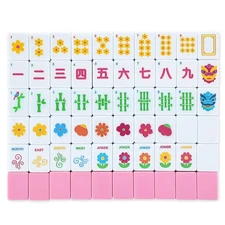 160 Pcs American Mahjong Only, 1.2 Inches Pink Back Melamine Mahjong Tiles, H...