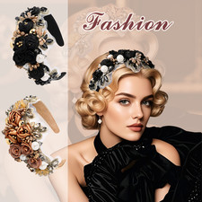 Women's Baroque Wide-edge Water Drill Pearl Hairband Dainty Hair Clip Ideal Gift