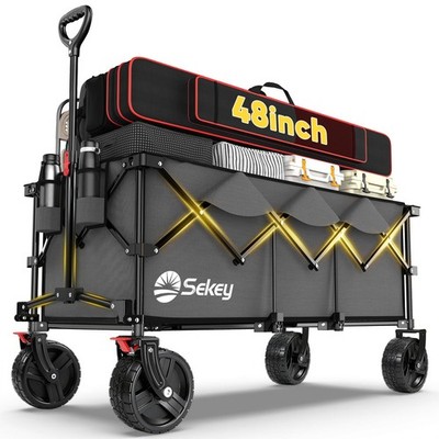 Heavy Duty Utility Garden Wagon Cart 660lbs Capacity All Terrain Beach Wheels Gr
