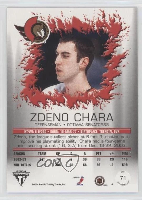 2003-04 Pacific Private Stock Titanium Zdeno Chara #71 HOF - Image 2 of 2