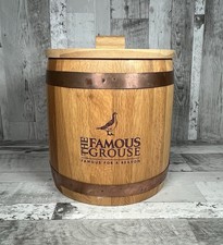 The Famous Grouse Scotch Whisky Wooden Cask Ice Bucket Removable Liner Home Bar