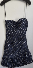 Tory Burch Silk Chiffon Polka Dot Mini Dress Sweetheart Spaghetti 0