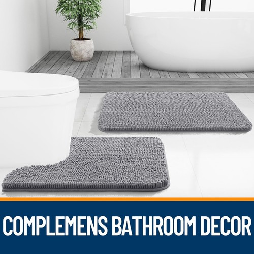 Tappeti WC a Forma di U 24x20, Extra Morbido Assorbente Ciniglia Contorno Bagno Ru... - Foto 7 di 7