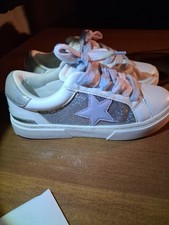 Art Class Girls' Kaitlyn Court Sneakers - Silver 5: Lace up - Size 1 Youth