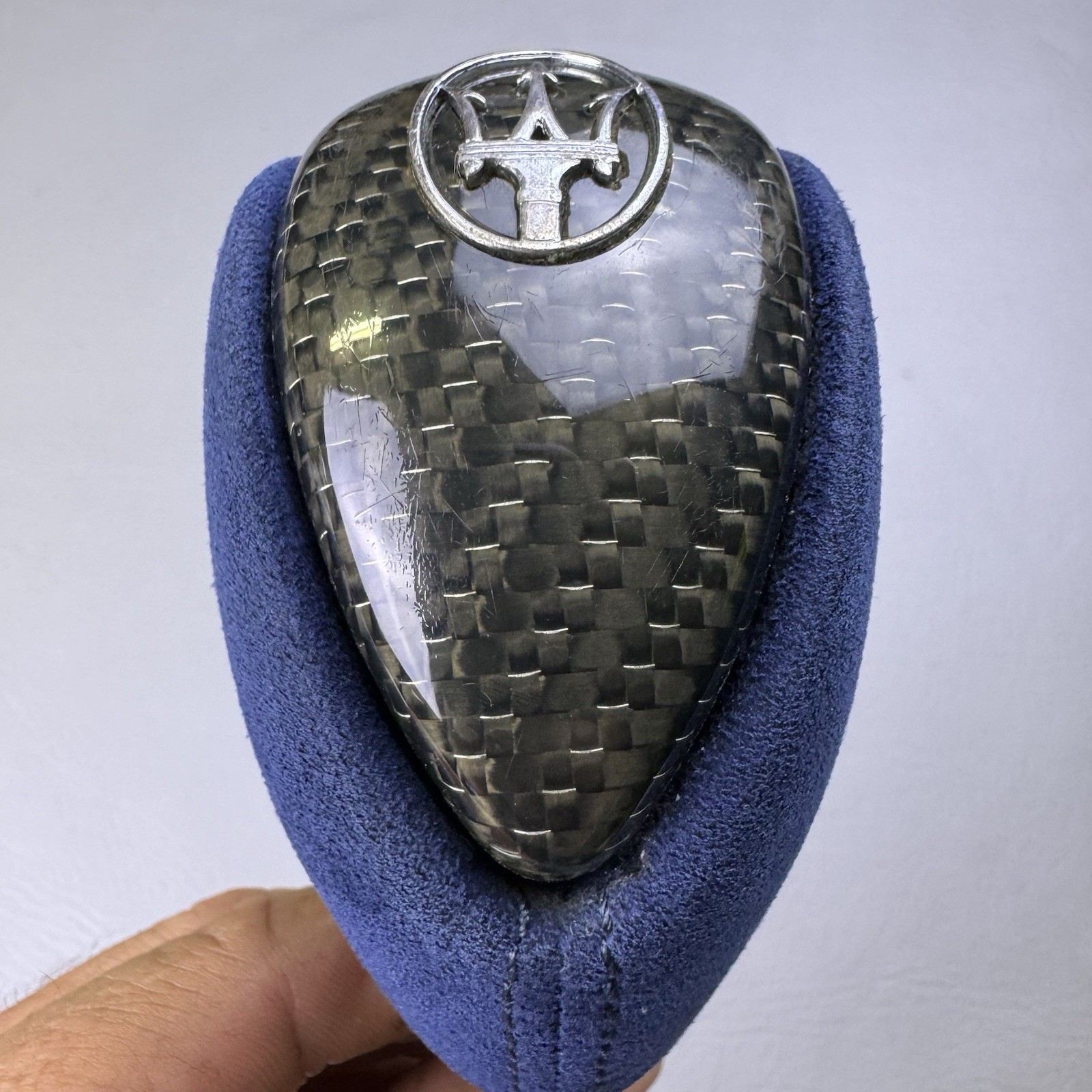 2008 MASERATI QUATTROPORTE M139 CARBON BLUE ALCANTARA LEATHER SHIFT KNOB OEM