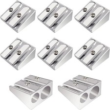8 Pcs Metal Handheld Manual Pencil Sharpeners with Double Holes, Manual Pencil