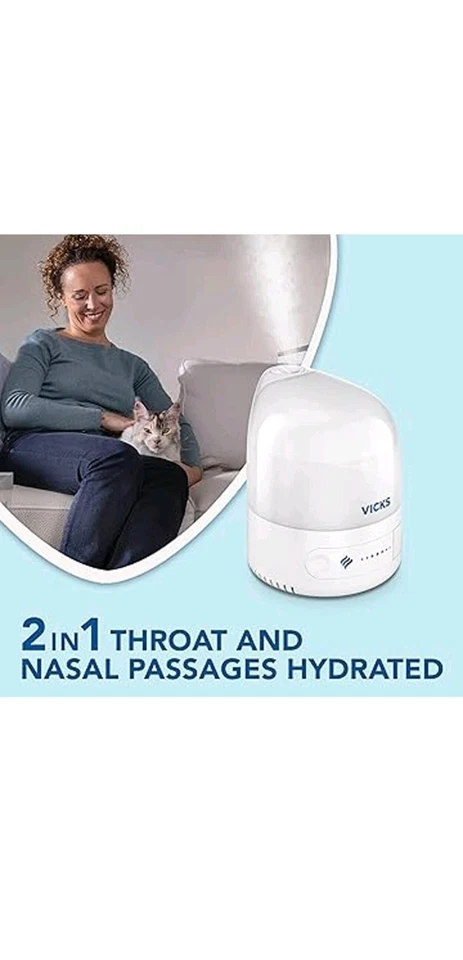Vicks Personal Cool Mist Ultrasonic Humidifier Easy to Use Quiet VUL510E1 - Image 2 of 4