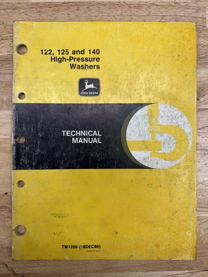 #ad #ad John Deere 122 125 amp; 140 High Pressure Washer Technical Manual TM1358 18Dec89 $19.99