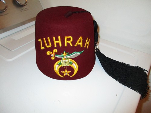 Vintage Zuhrah Shriners Fez Hat  Jeweled Tassel Size 7. Made in New York, NY