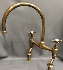 AGED PATINA BRASS KITCHEN MIXER TAP, RECLAIMED & FULLY RECONDITION
