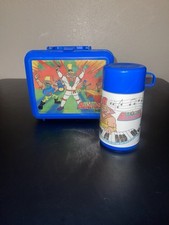 STONE PROTECTORS LUNCHBOX THERMOS ALADDIN PLASTIC BLUE BROWN ACE NOVELTY USA.