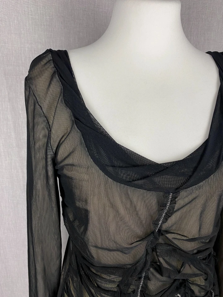 Топ Zuchero Milano с прозрачной сеткой с длинным рукавом черный женский размер 38 Италия Avant Gar - Изображение 4 из 4