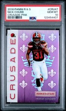 2018 Panini Rookies Stars #CRU47 Nick Chubb Crusade Pink /85 PSA 10 GEM MT Pop 2