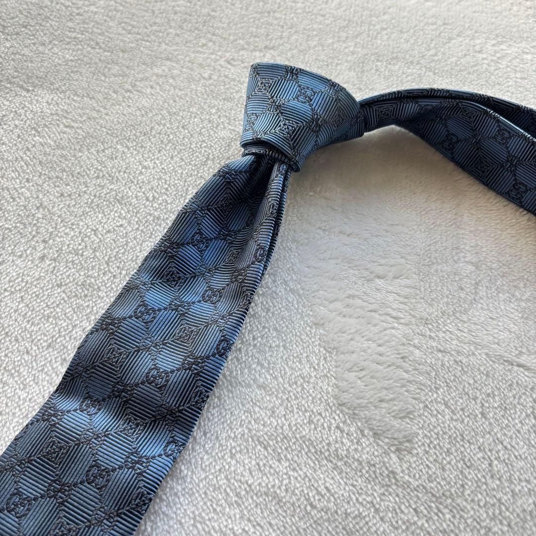 Mint Gucci Interlocking GG Pattern Blue Tie Men's… - image 6