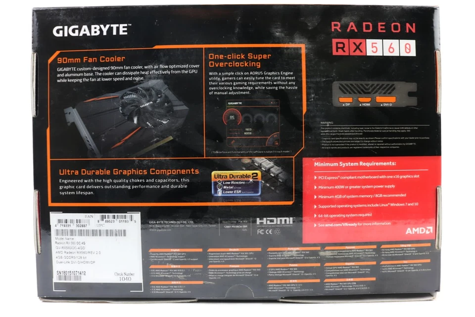 Gigabyte Radeon RX 560 4GB OC GPU | Brand New! - Image 3 of 3
