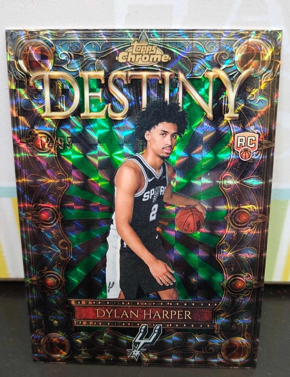 DYLAN HARPER 2025-26 TOPPS CHROME DESTINY GREEN GEOMETRIC ROOKIE /99 SPURS D-2