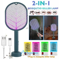USB Rechargeable Electric Mosquito Fly Swatter Zapper Bug Insect Trap Night Lamp