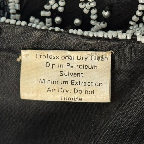 Vintage Stenay Black Silver Beaded Sequin 100% Silk L/S Top Glam Quiet Luxury - Picture 12 of 17