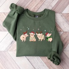 Merry Pigmas Sweatshirt, Christmas Pig Sweater