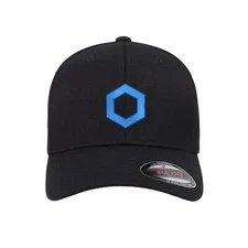 Crypto Chainlink Logo Embroidered Flexfit Fitted Ball Cap 