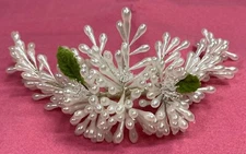 Pearly White Wax Floral Tiara Headpiece Wedding Bridal Crown and Extra Pieces