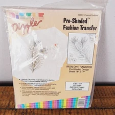 Vintage 1990 Dizzle Pre Shaded Fashion Iron on Transfer Peacock Feathers 14x17