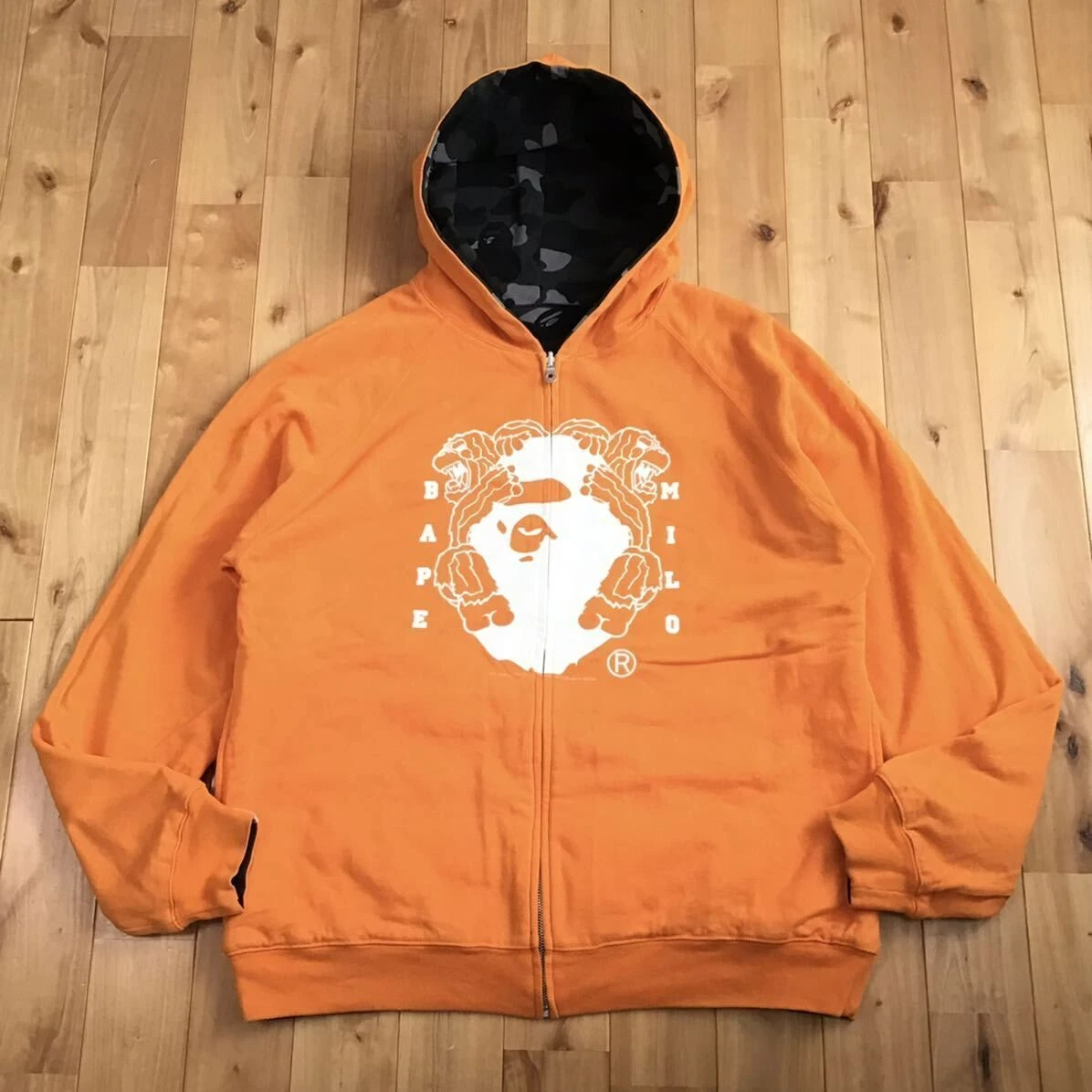 A BATHING APE (BAPE) Felpa con cappuccio reversibile BAPE mimetica zip una scimmia da bagno NIGO taglia L usata da JP 2504SM