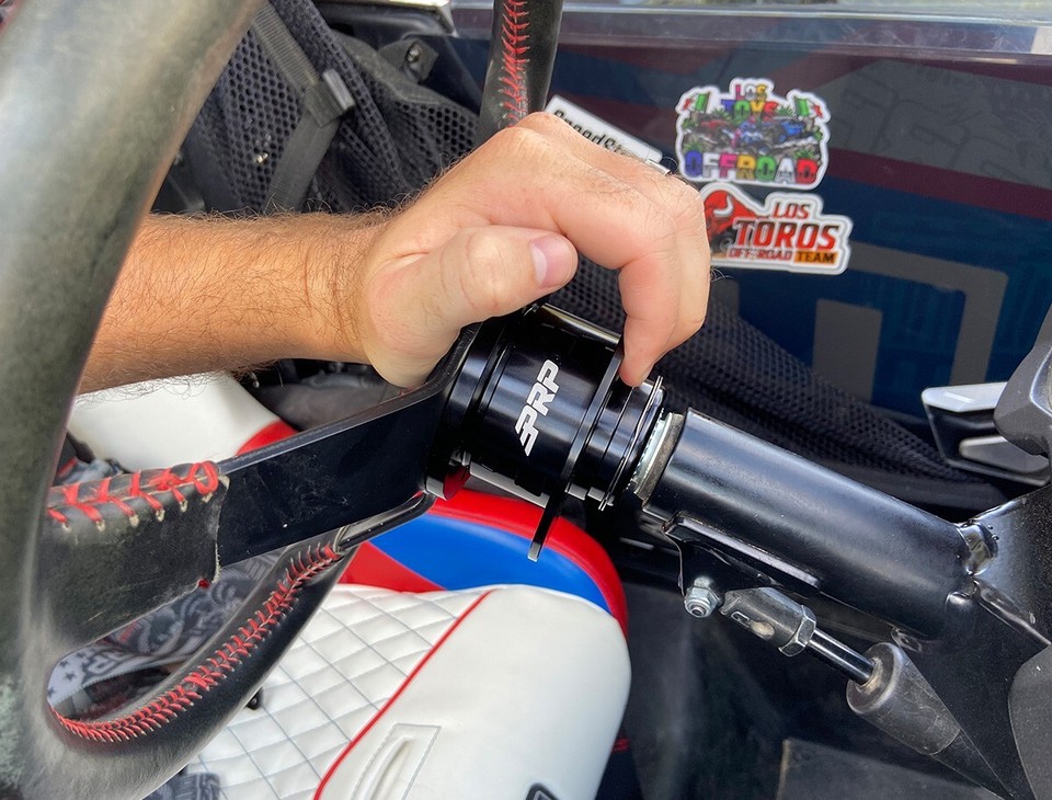 PRP Flat Suede Steering Wheel Blue Stripe/Quick Release Hub For EZGO