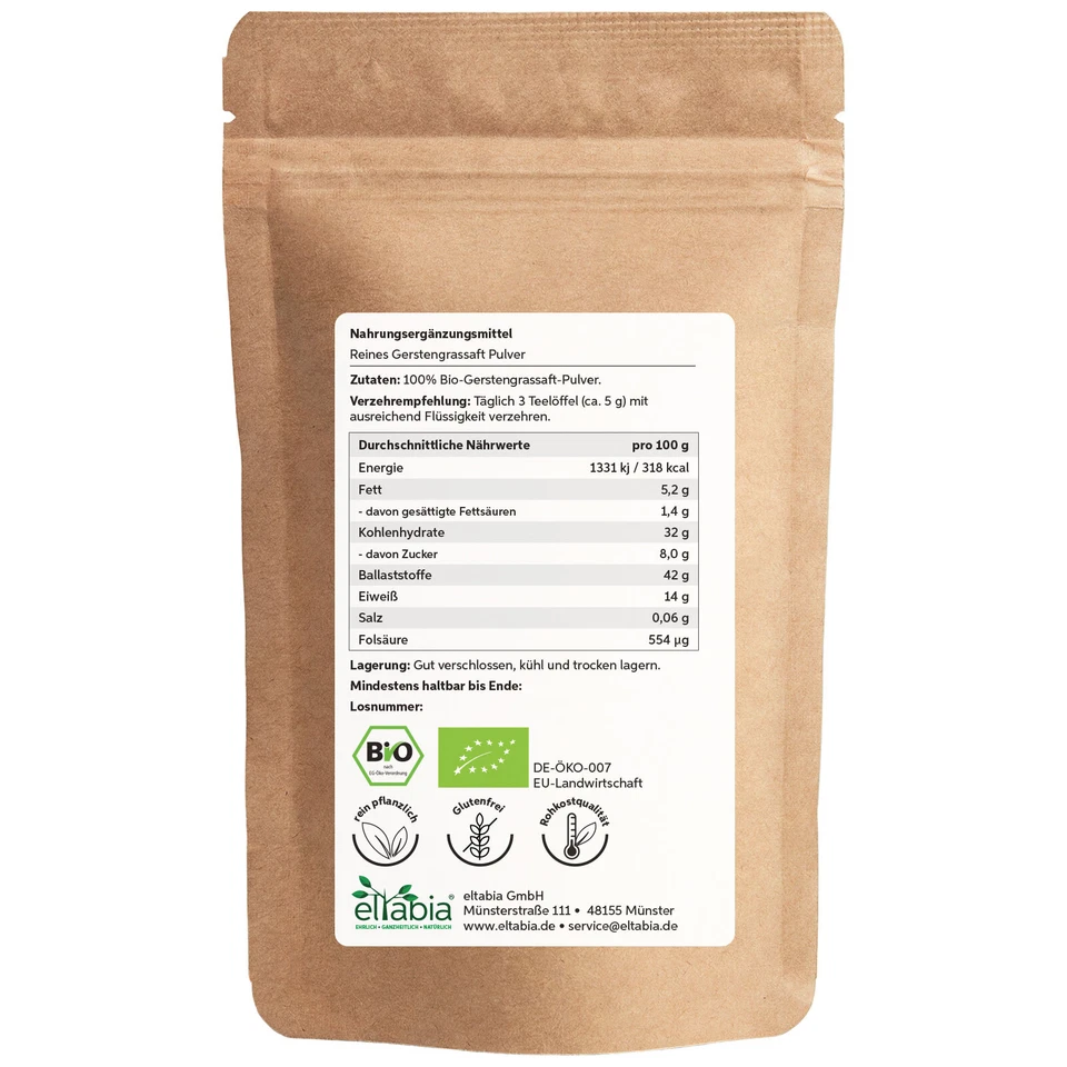 Bio Gerstengrassaft Pulver 100% Saft | Vegan | Rohkost | Patentierte Herstellung - Bild 2 von 4