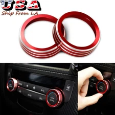 2pcs Red AC Climate Switch Knob Metal Ring Cover Trim For 2014-2020 Nissan Rogue