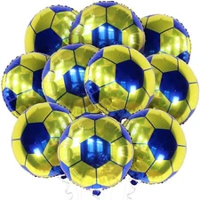KatchOn Yellow and Blue Soccer Balloons - 18 Inch Pack of 10 | Soccer Ball Ba...