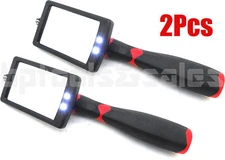 (2) LED Lighted Inspection Mirror Telescoping Illuminate Bright Extendable 34"