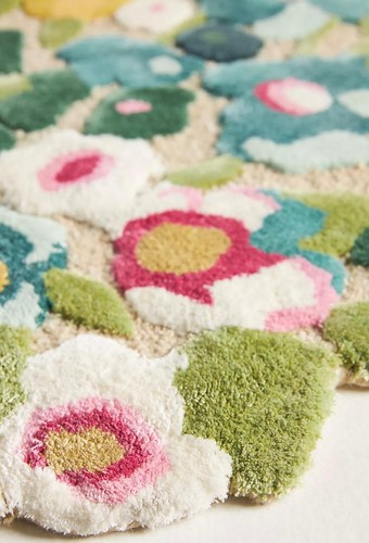 Cassia Yellow Floral Hand-Tufted wool and viscose Area Rug Carpet - Picture 3 of 5