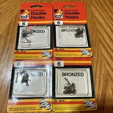 4 Packs South Bend Double Hooks Extra Sharp Size 6 Bronze DH-6 8 Hooks / Pack
