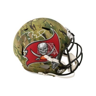 Tom Brady Autographed Buccaneers Camo Replica Full-Size Helmet