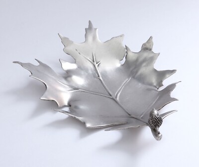 Vagabond House Pewter Forest Leaf Dish 9''