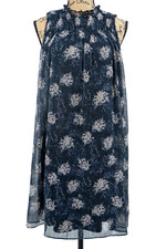 JOIE Mini Dress Womens Small High Neck Lined Sleeveless Floral Flowy