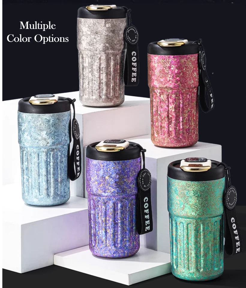 Botella vaso de café con aislamiento de titanio 99,79 % con tapa de exhibición de temperatura 14 oz Foto 3 de 4