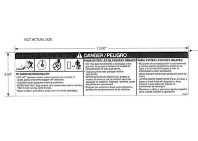 Genuine Ariens Sno-Thro and Lawn Mower Decal, Caution Grass Pump Part# 08088200