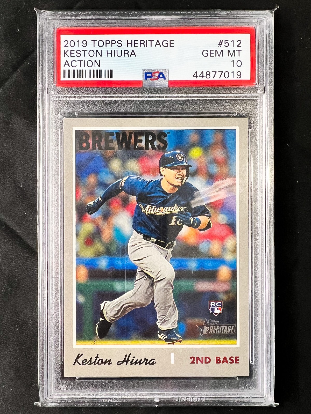 2019 Topps Heritage Keston Hiura Rookie Action Variation #512 PSA 10 RC