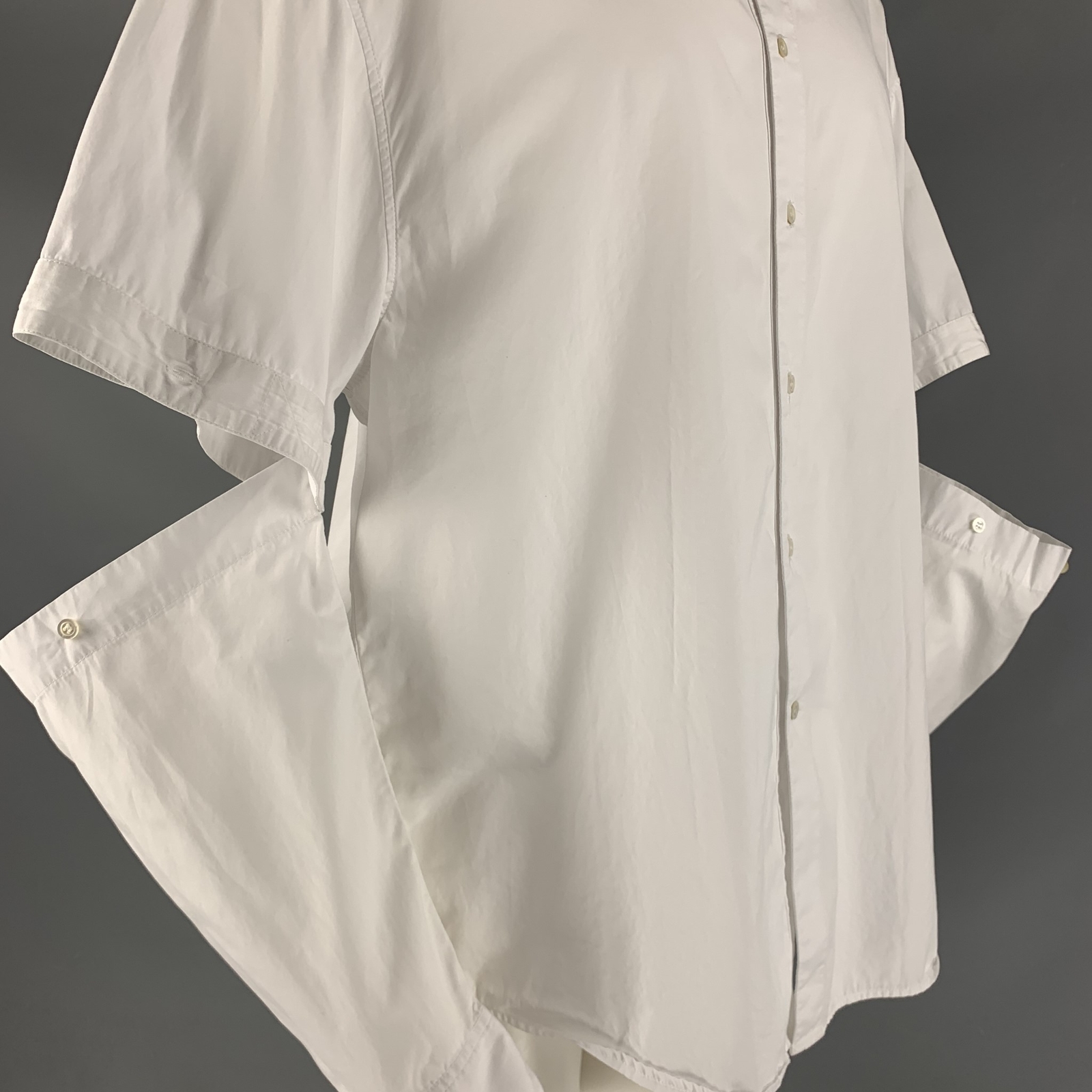 HUSSEIN CHALAYAN Size S White Solid Cotton Nehru … - image 6