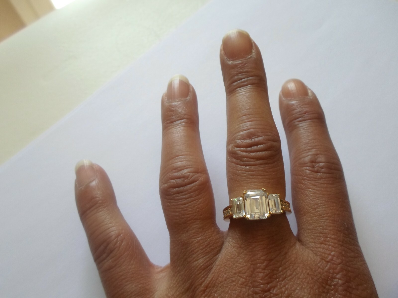 solid silver ring, vermilion, rectangles and zirc… - image 2