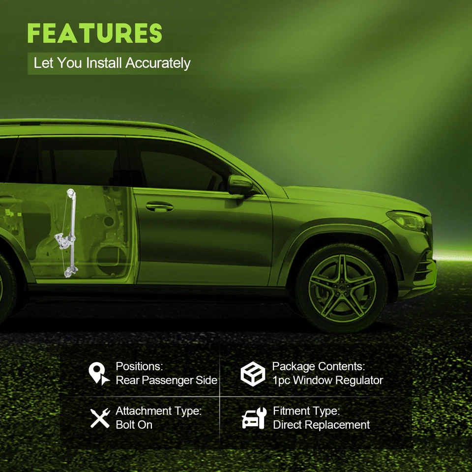 For Mercedes Benz E300D E320 E420 E430 Window Regulator Rear RH w/o Motor - Image 2 of 4