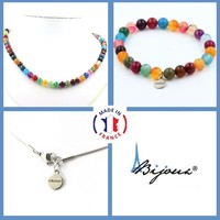 Schmuckset Armband Halskette Perlen Bunt Gemusterte Achat 8 Mm. GrößE Pe