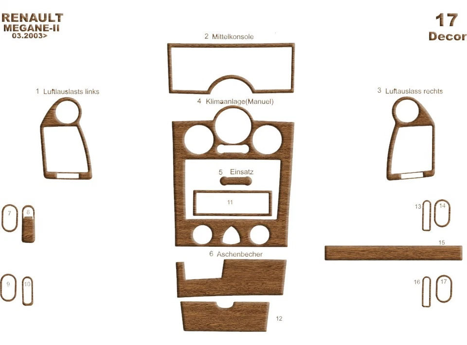 Recubrimiento de tablero personalizado para piano Renault Megane 2 negro/fibra de carbono Foto 4 de 4
