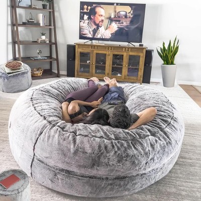 Bean Bag Chair Giant Beanbag Couch Chairs Cover Fluffy Light Grey Large 5FT