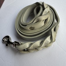 Logical Leather Dog Leash 6 FT x 3/4" White ecru Leather Lead Braid Ends