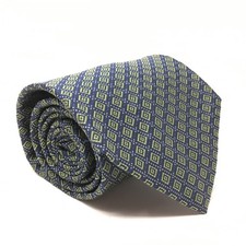 Brooks Brothers Makers Classic Tie Blue Green Geometric Silk Made USA Vintage