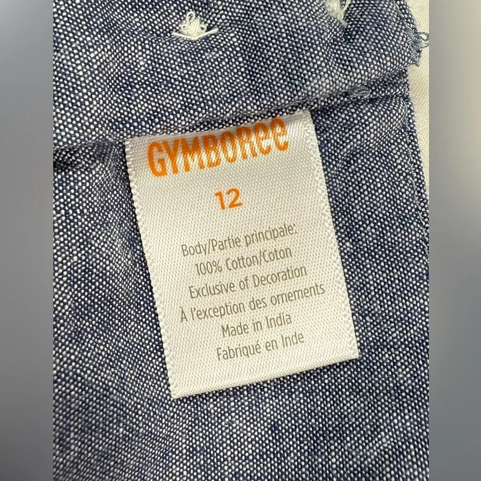 GYMBOREE Girls 12 Embroidered Veggie Garden Rainbow Chambray Dress Cottagecore - Image 4 of 4